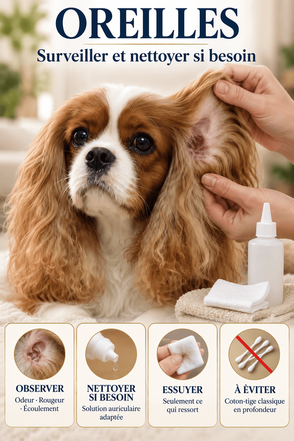 Nettoyage des oreilles du chien : les gestes à faire et ceux à éviter